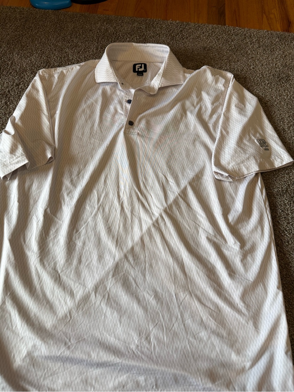 FootJoy White Men’s Golf Polo with Subtle Diamond Texture